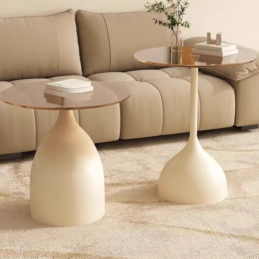 Table d'appoint ronde classique en verre avec pied central - Table seule