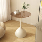 Table d'appoint ronde classique en verre avec pied central - Table seule