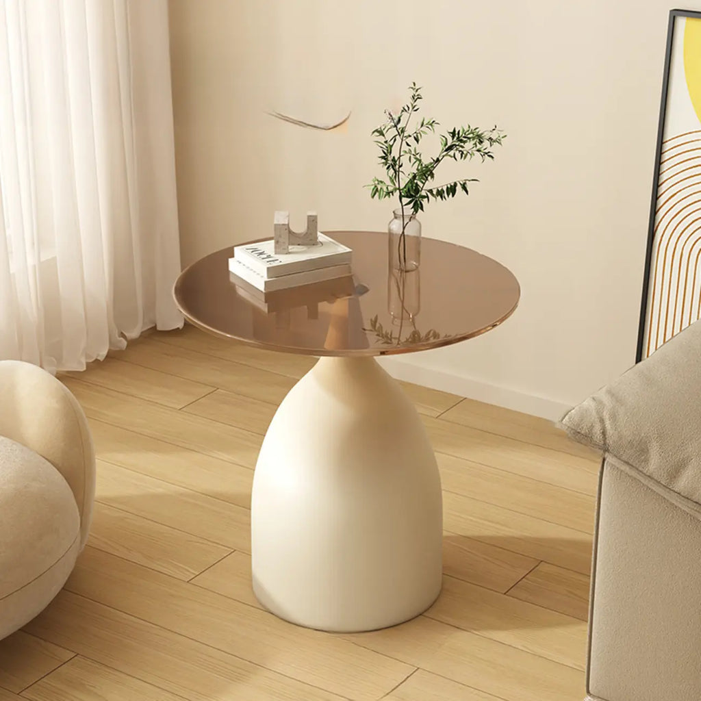 Table d'appoint ronde classique en verre avec pied central - Table seule
