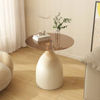 Table d'appoint ronde classique en verre avec pied central - Table seule