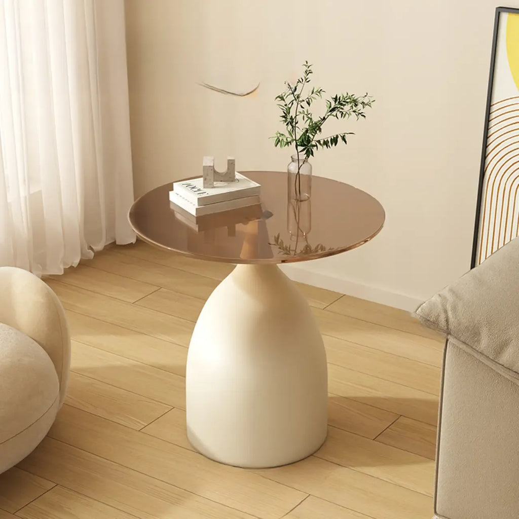 Table d'appoint ronde classique en verre avec pied central - Table seule