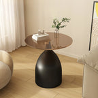 Table d'appoint ronde classique en verre avec pied central - Table seule
