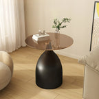 Table d'appoint ronde classique en verre avec pied central - Table seule