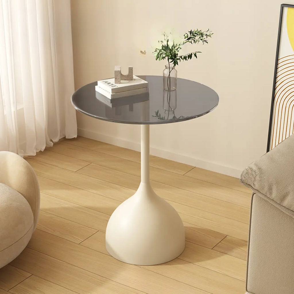 Table d'appoint ronde classique en verre avec pied central - Table seule