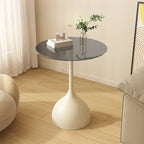 Table d'appoint ronde classique en verre avec pied central - Table seule