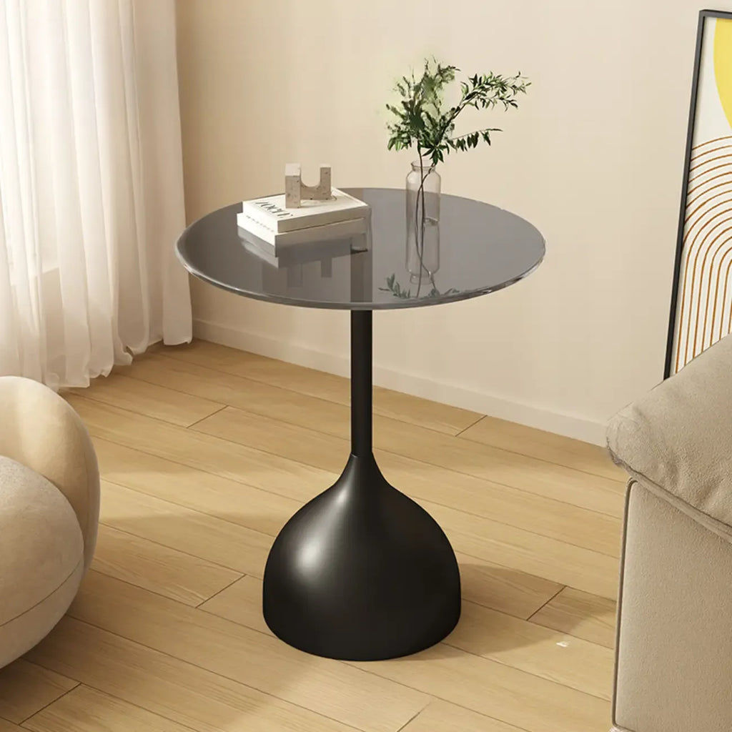 Table d'appoint ronde classique en verre avec pied central - Table seule