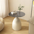 Table d'appoint ronde classique en verre avec pied central - Table seule