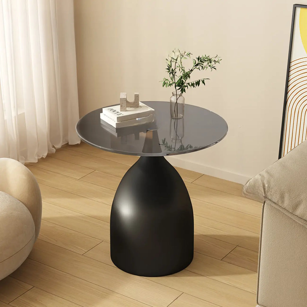 Table d'appoint ronde classique en verre avec pied central - Table seule