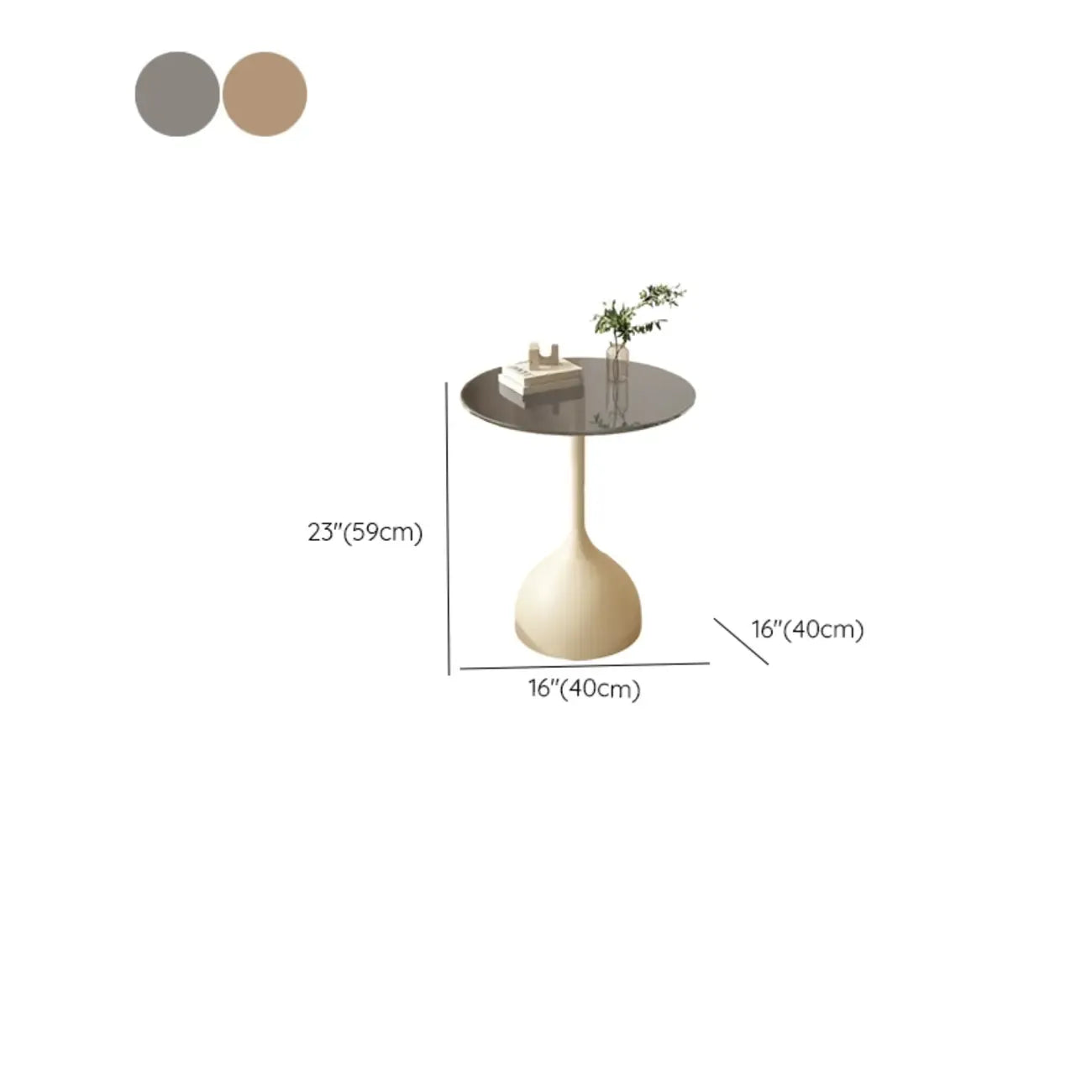Table d'appoint ronde classique en verre avec pied central - Table seule