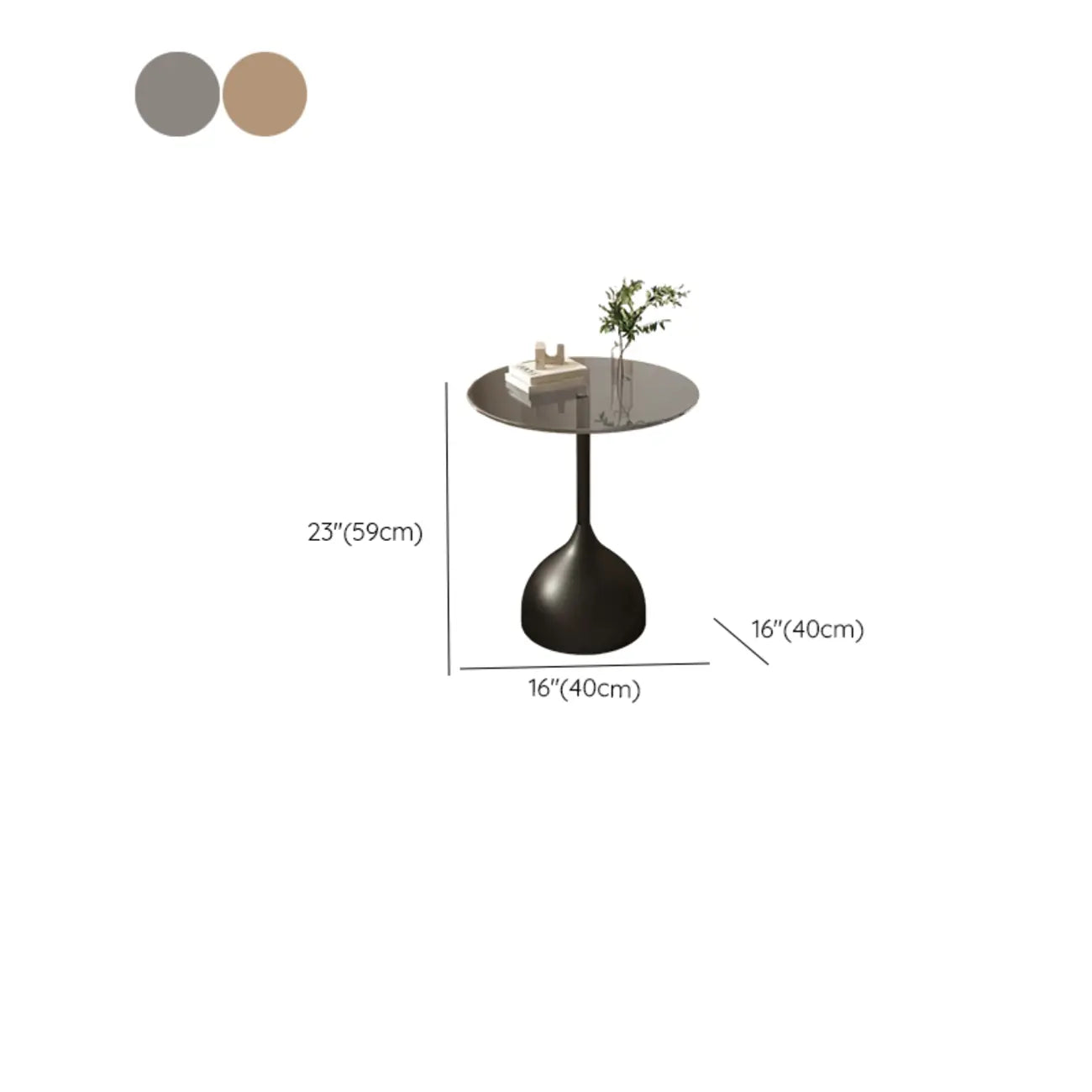 Table d'appoint ronde classique en verre avec pied central - Table seule