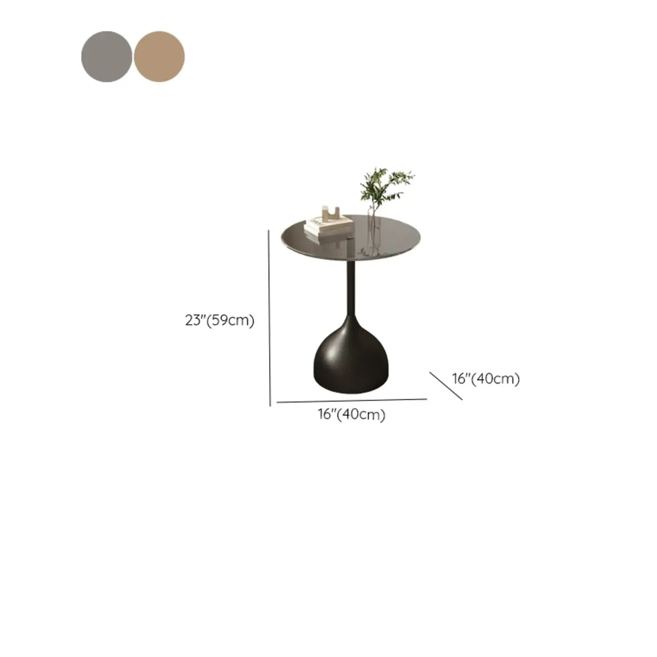 Table d'appoint ronde classique en verre avec pied central - Table seule