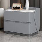Table de chevet Art Déco avec plateau en pierre et 2 tiroirs de rangement