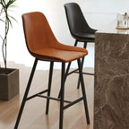 Sgabello da bar in pelle trapuntata stile moderno di metà secolo
