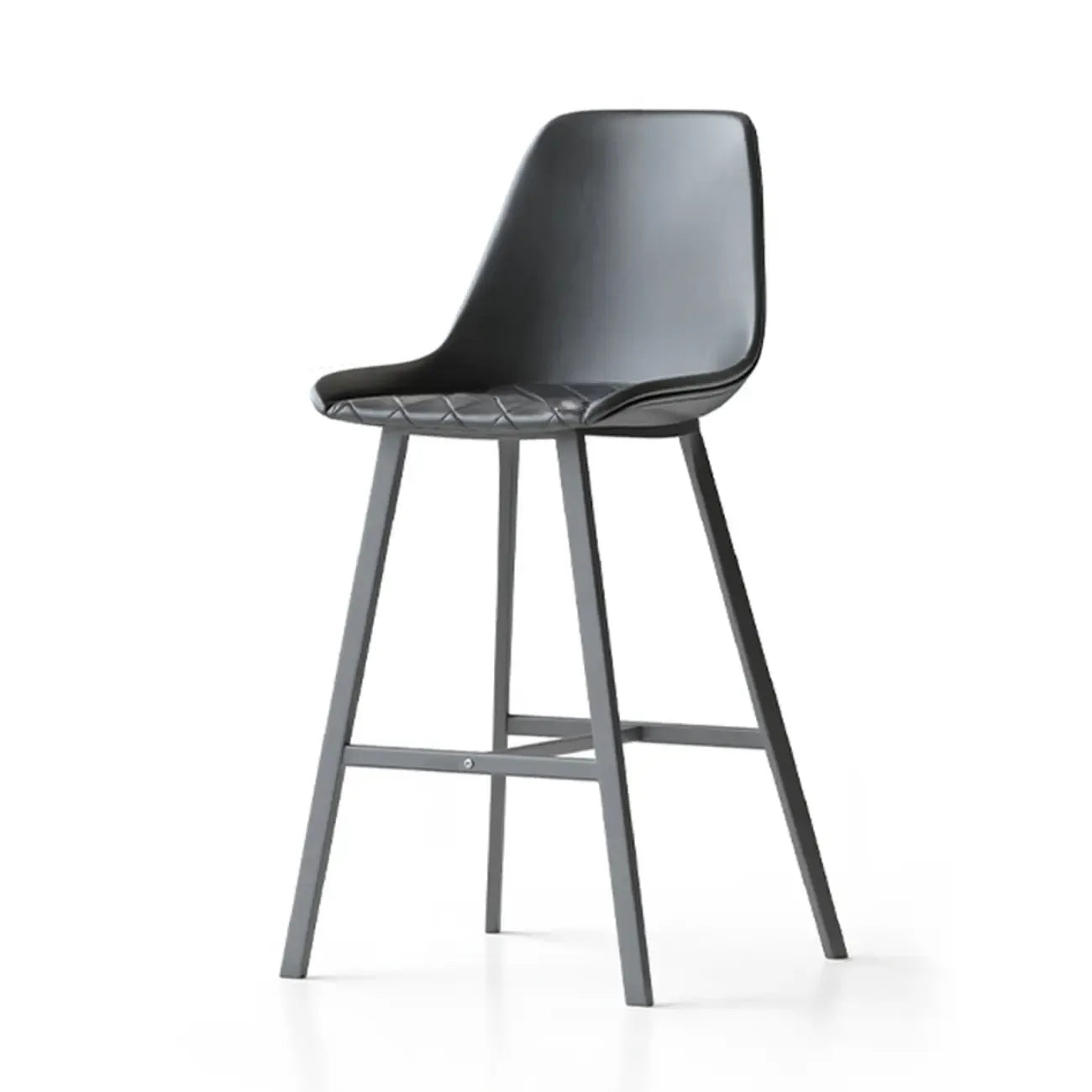 Sgabello da bar in pelle trapuntata stile moderno di metà secolo