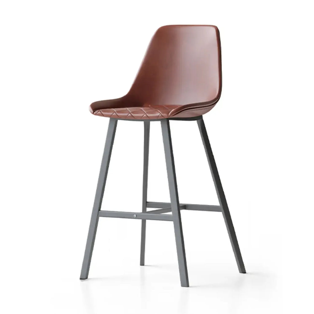 Sgabello da bar in pelle trapuntata stile moderno di metà secolo