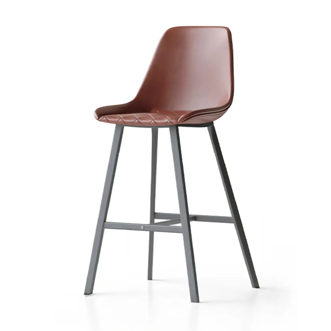 Sgabello da bar in pelle trapuntata stile moderno di metà secolo
