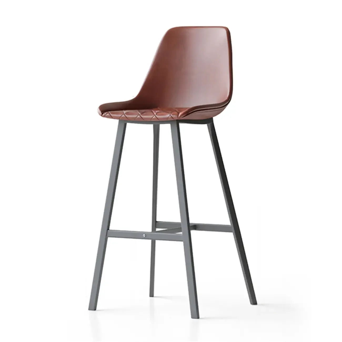 Sgabello da bar in pelle trapuntata stile moderno di metà secolo