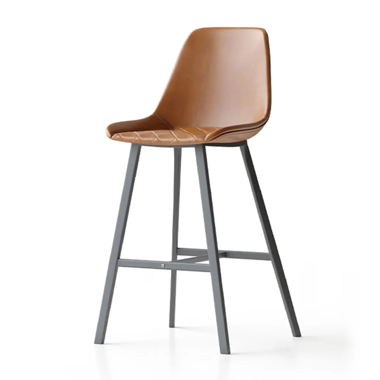 Tabouret de bar en cuir matelassé de style moderne du milieu du siècle