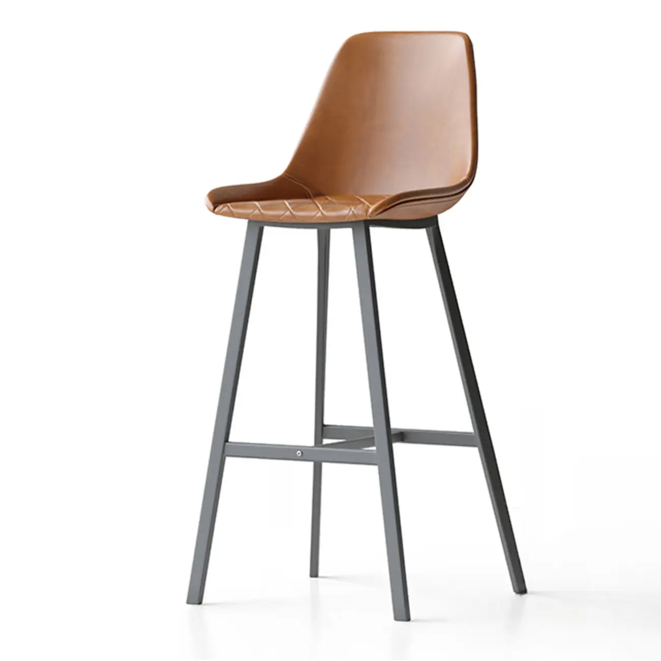Tabouret de bar en cuir matelassé de style moderne du milieu du siècle