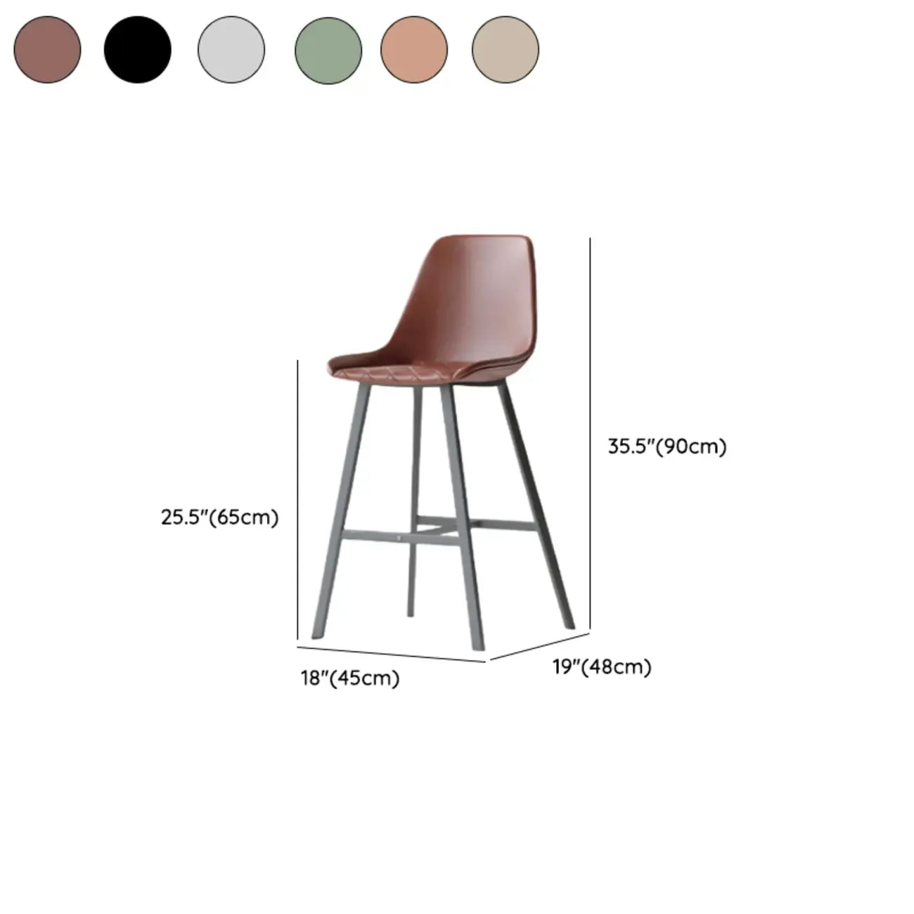 Sgabello da bar in pelle trapuntata stile moderno di metà secolo
