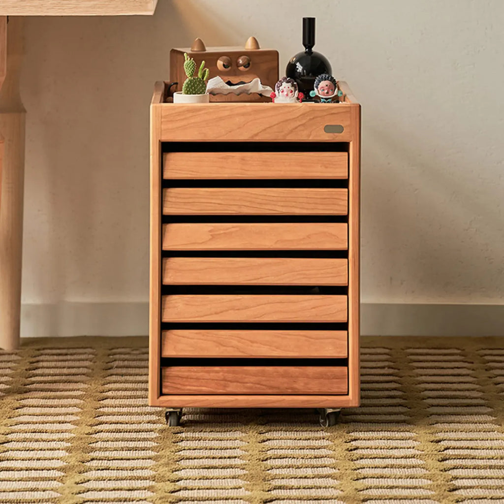 Table d'appoint roulante moderne en bois de cerisier avec tiroirs