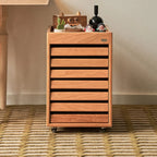 Table d'appoint roulante moderne en bois de cerisier avec tiroirs