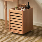 Table d'appoint roulante moderne en bois de cerisier avec tiroirs