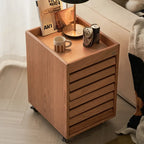 Table d'appoint roulante moderne en bois de cerisier avec tiroirs