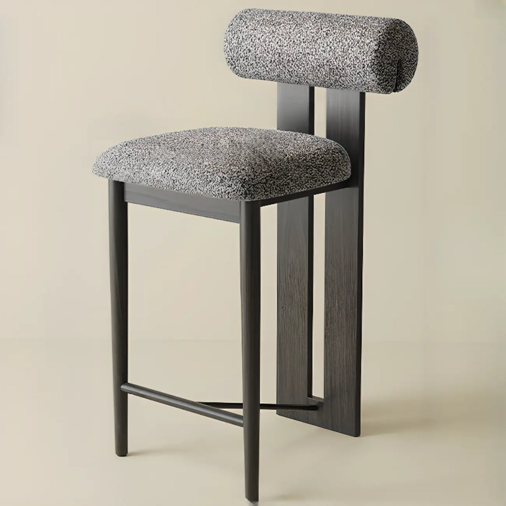 Tabouret de bar moderne en bois bouclé, style milieu du siècle