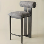Tabouret de bar moderne en bois bouclé, style milieu du siècle