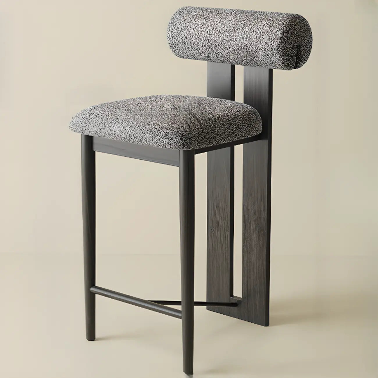 Tabouret de bar moderne en bois bouclé, style milieu du siècle