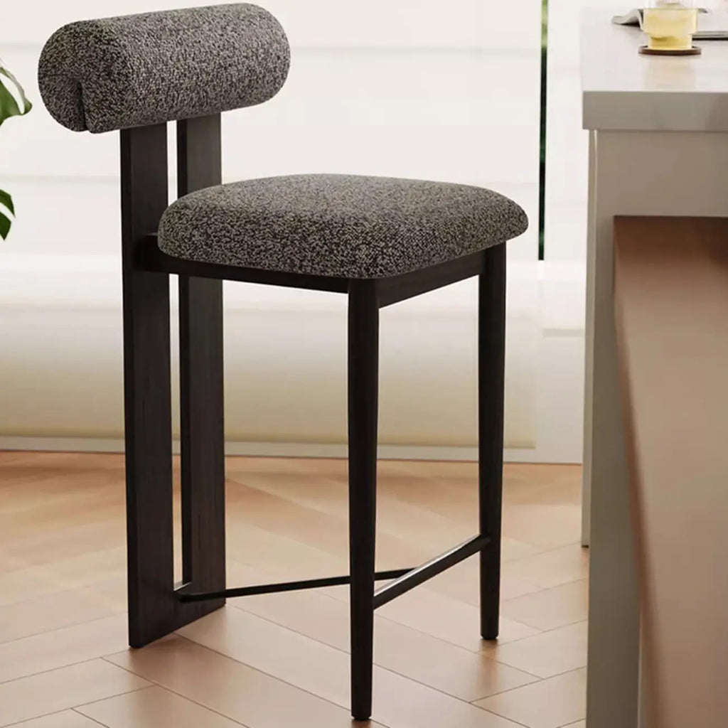 Tabouret de bar moderne en bois bouclé, style milieu du siècle