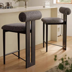 Tabouret de bar moderne en bois bouclé, style milieu du siècle