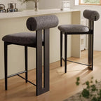 Tabouret de bar moderne en bois bouclé, style milieu du siècle