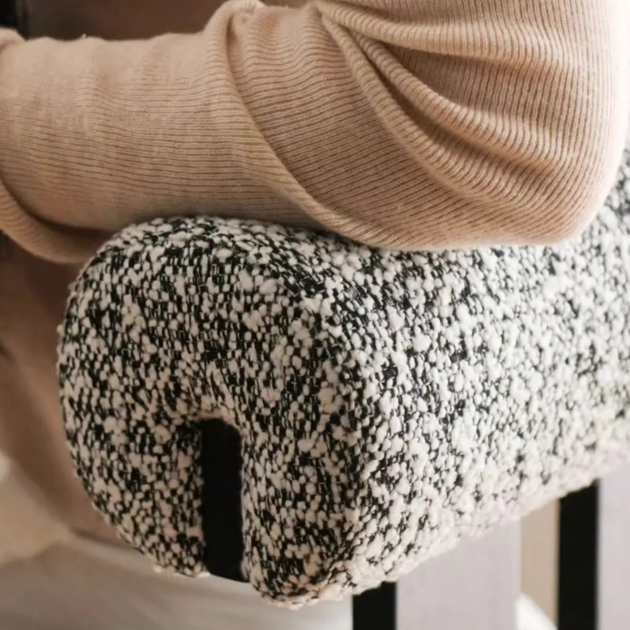 Tabouret de bar moderne en bois bouclé, style milieu du siècle