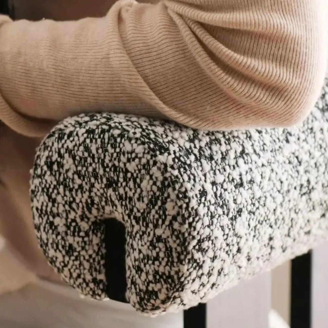 Tabouret de bar moderne en bois bouclé, style milieu du siècle