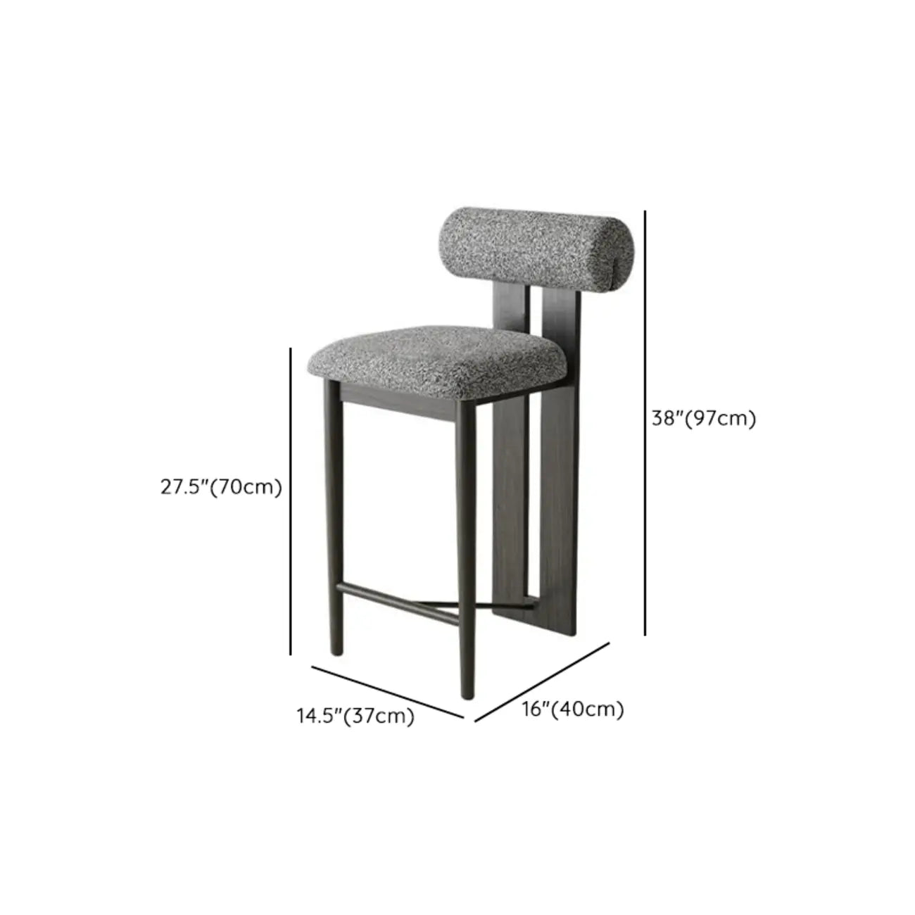 Tabouret de bar moderne en bois bouclé, style milieu du siècle