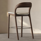 Tabouret de bar moderne du milieu du siècle en bois et similicuir