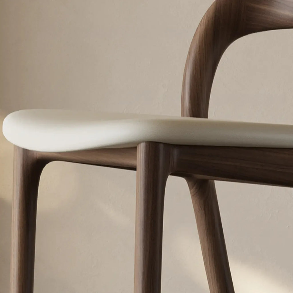 Tabouret de bar moderne du milieu du siècle en bois et similicuir