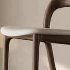 Tabouret de bar moderne du milieu du siècle en bois et similicuir
