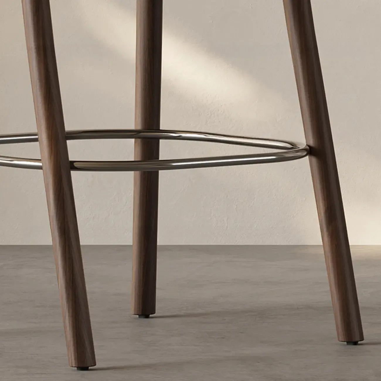 Tabouret de bar moderne du milieu du siècle en bois et similicuir
