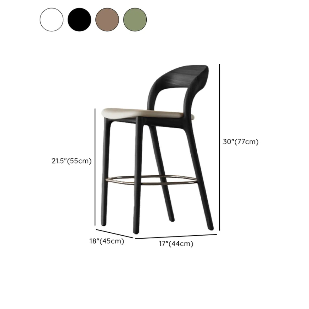 Tabouret de bar moderne du milieu du siècle en bois et similicuir