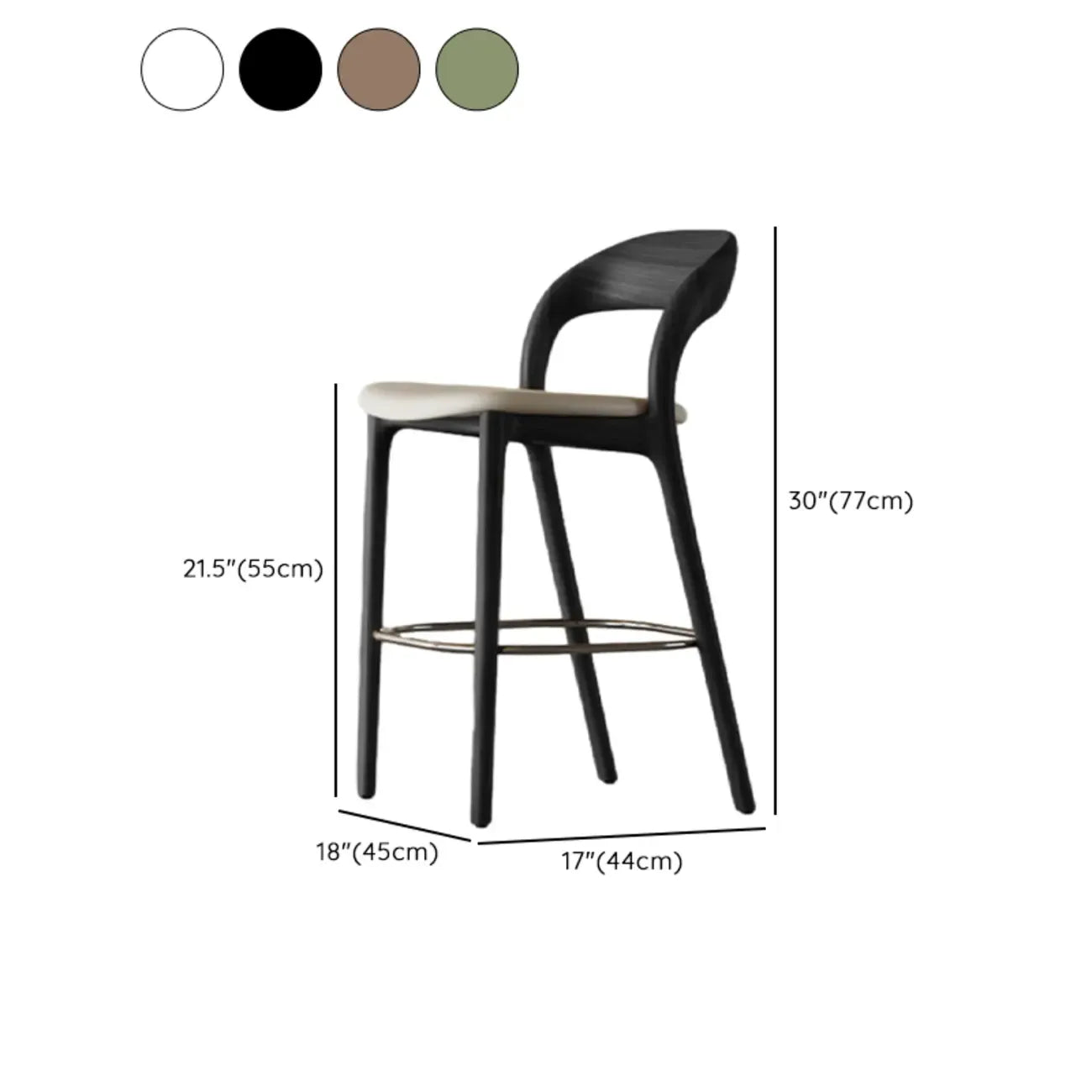 Tabouret de bar moderne du milieu du siècle en bois et similicuir