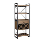 Porte-bouteilles et porte-verres ouverts en bois brun, non fixé, avec étagère