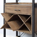 Porte-bouteilles et porte-verres ouverts en bois brun, non fixé, avec étagère
