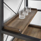 Porte-bouteilles et porte-verres ouverts en bois brun, non fixé, avec étagère