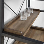 Porte-bouteilles et porte-verres ouverts en bois brun, non fixé, avec étagère