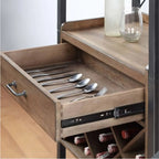 Porte-bouteilles et porte-verres en bois naturel brun et casier à vin ouvert