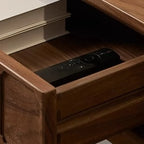 Table d'appoint carrée en noyer, style moderne du milieu du siècle, avec tiroir