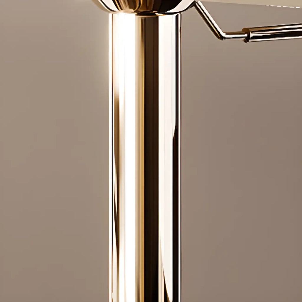 Tabouret de bar de luxe en cuir à hauteur réglable, piédestal doré